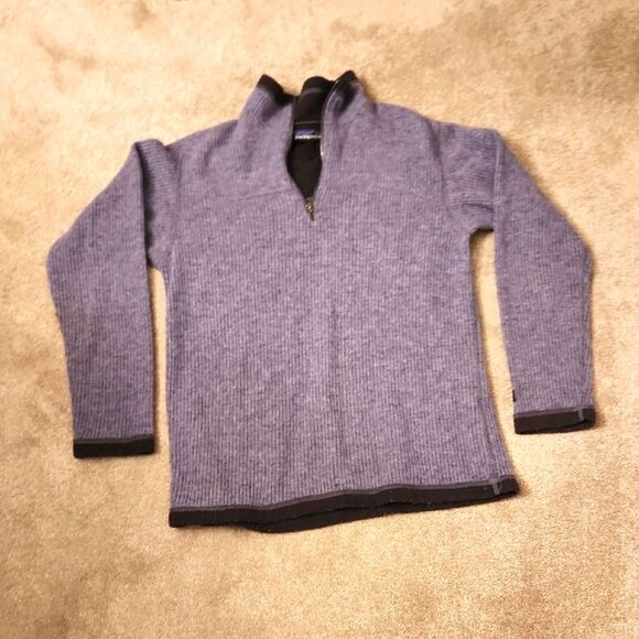 Patagonia Women's Better Sweater Blue Quarter Zip Pullover Wool Blend Size M - Picture 1 of 9